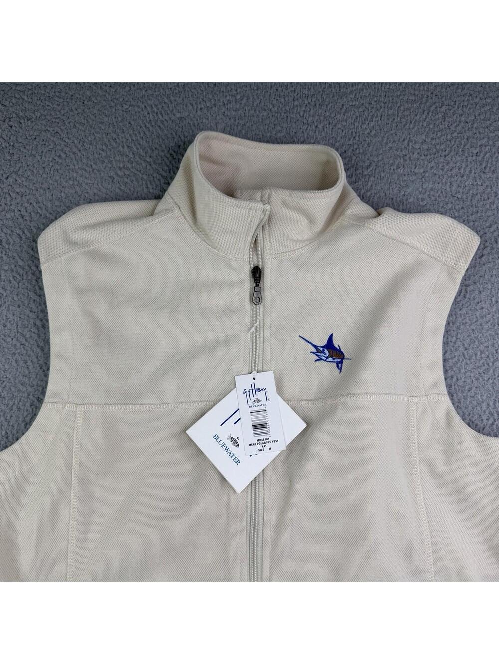 Guy Harvey by AFTCO  Mens Sz M Full Zip Polar Fleece Vest Embroidered Marlin